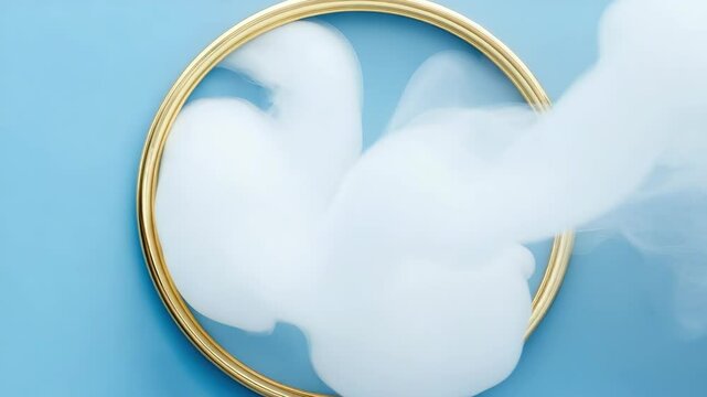 This  shows a ring-shaped apparatus on a table, with smoke or vapor rising from it. The scene suggests an experiment in physics or chemistry related to energy transfer and condensation.