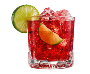 Refreshing Red Cocktail with Lime and Crushed Ice A Vibrant and Thirst-Quenching Drink