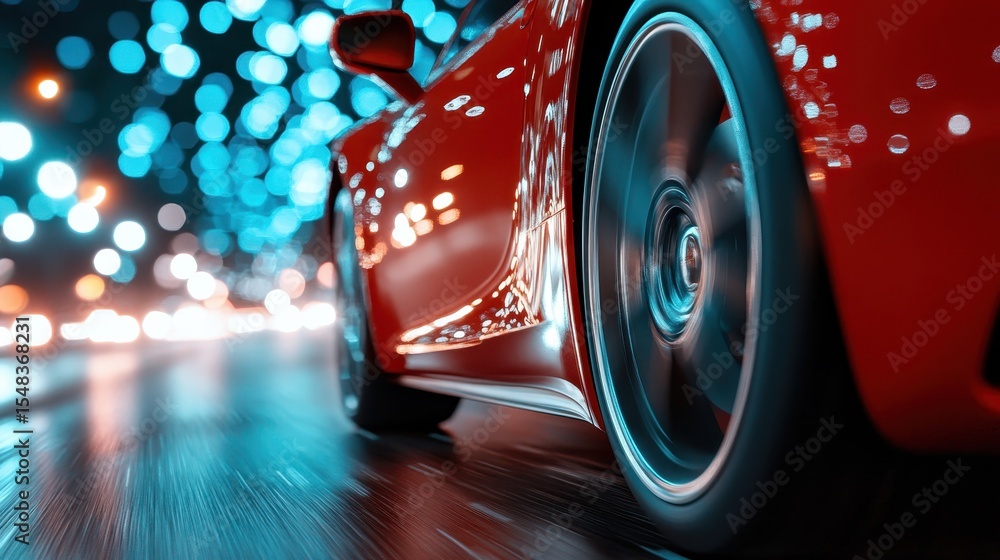 Poster this vibrant image captures a red car in motion, showcasing the dynamic energy of speed with motion 