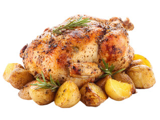 A perfectly roasted lamb shank garnished with a sprig of fresh rosemary, isolated on a white background