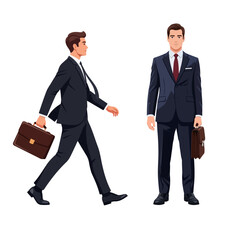 Businessman Character Set &ndash; Walking and Standing Poses, Vector Illustration

