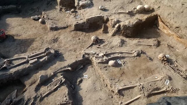 Medieval cemetery at the ruins of the monastery in Peternmonostora near Bugac