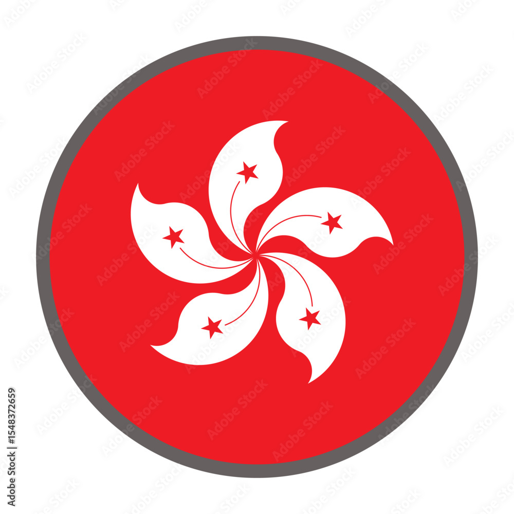 Poster round flag of hong kong country on white background vector vector round flag
