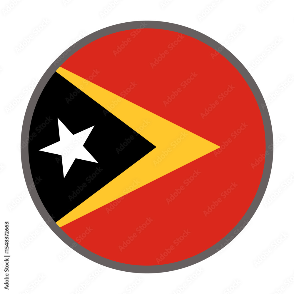 Poster round flag of east timor country on white background vector vector round flag