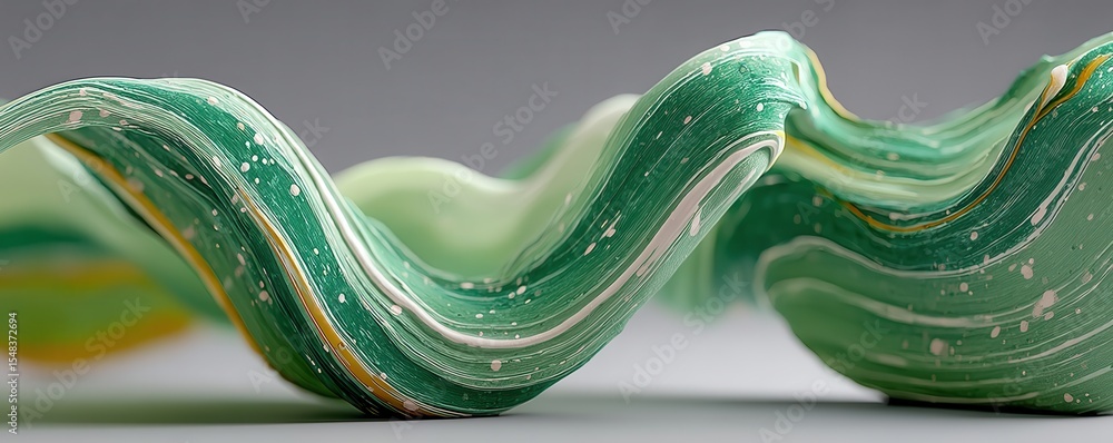 Poster abstract green textured waves with intricate lines and dynamic flow patterns