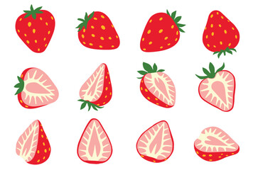 Strawberry vector logo isolated on white background.

