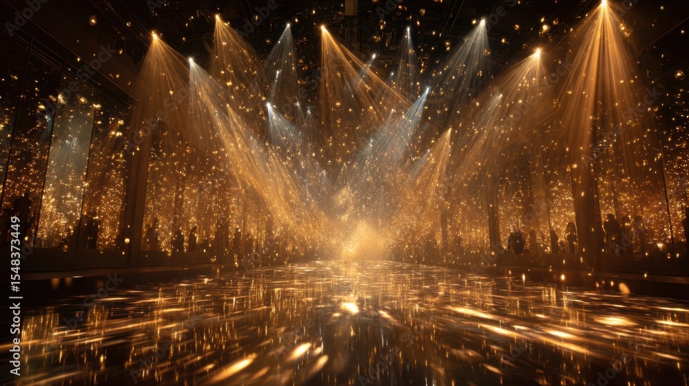 Aufkleber a captivating light display fills a modern event space, showcasing beams and shimmering effects as a