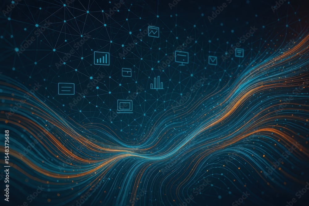 Aufkleber digital data infrastructure showcasing cyber connectivity and information technology systems for bus
