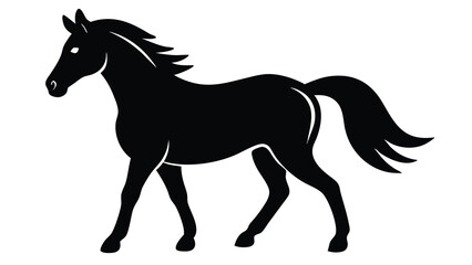 Majestic Black Horse Silhouette Elegant Equine Illustration