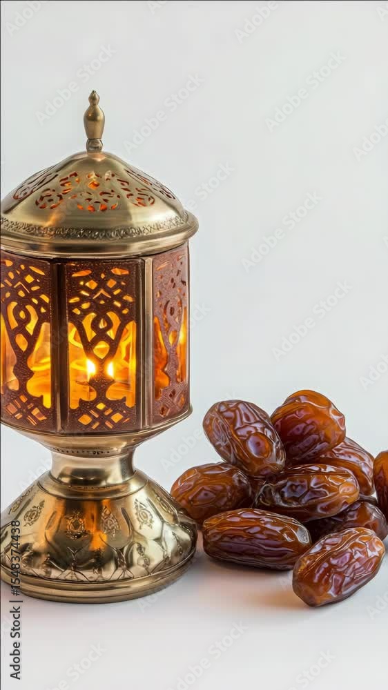 Poster a lantern with a light inside of it and a bunch of nuts on the ground. the nuts are almonds