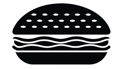 Delicious Hamburger Icon Simple Black and White Vector Graphic