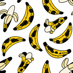 Flat Cartoon Bananas Seamless Pattern