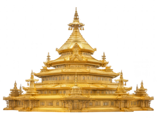 Golden Buddhist Temple Architectural Wonder - Majestic Golden Pagoda Structure