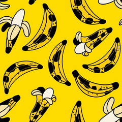 Flat Cartoon Bananas Seamless Pattern