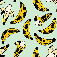 Flat Cartoon Bananas Seamless Pattern