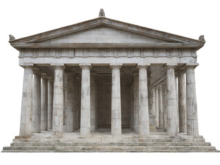 Obraz premium Ancient Greek Temple, Classical Architecture with Majestic Columns and Pediment, Iconic Landmark of Antiquity