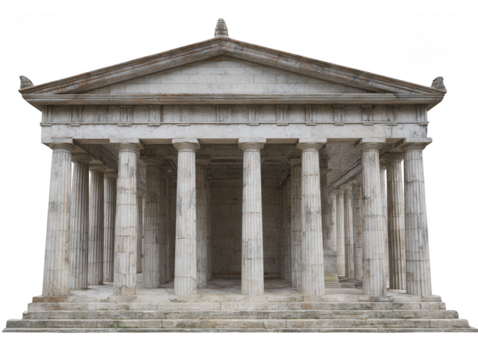 Ancient Greek Temple, Classical Architecture with Majestic Columns and Pediment, Iconic Landmark of Antiquity