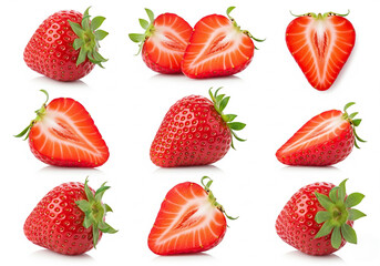 Fresh Red Strawberries, Whole and Sliced