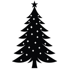 Elegant Black Silhouette Christmas Tree Design Perfect for Holiday Decorations and Crafts
