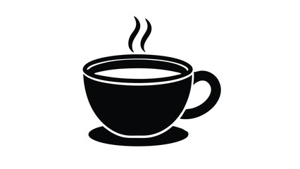 Hot Coffee Cup Icon Simple Black and White Illustration