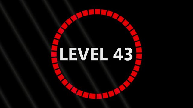 Level 30 text font with light. Level Up sign animation on black background.