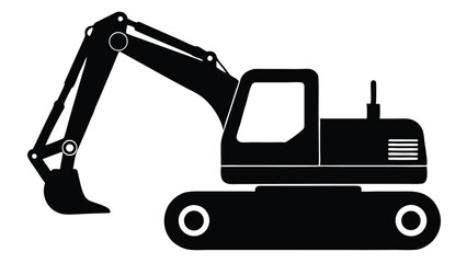 Powerful Excavator Illustration Heavy Equipment Silhouette Design