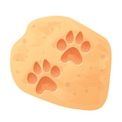 Illustration of Clearly Visible Footprints in the Sand. Design of Paw Prints on the Beach.