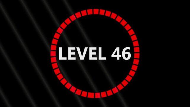 Level 30 text font with light. Level Up sign animation on black background.