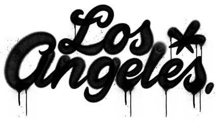 Handmade graffiti tag "LOS ANGELES" with black spray paint texture and drip effect. Raw, edgy street art design, perfect for urban graphics, hip-hop posters, and modern graffiti projects.

