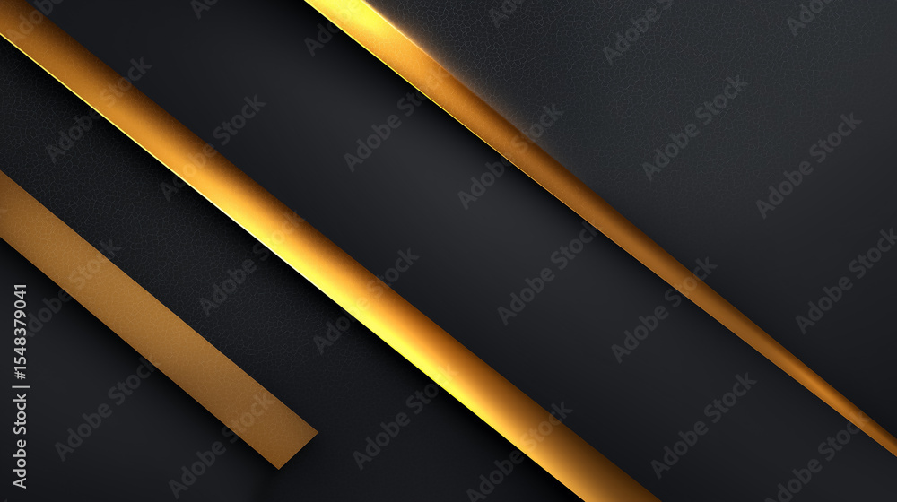 Aufkleber striking composition of gold lines on deep black backdrop creating modern abstract artwork. ideal fo