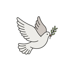 Obraz premium Minimalist dove of peace carrying an olive branch