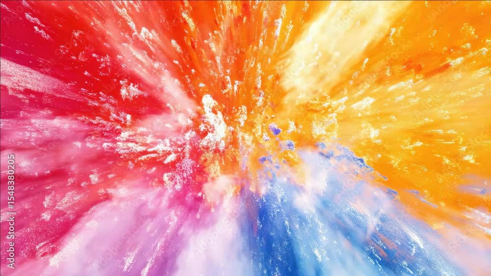 Poster colorful and dynamic explosion with a rainbow spectrum effect.