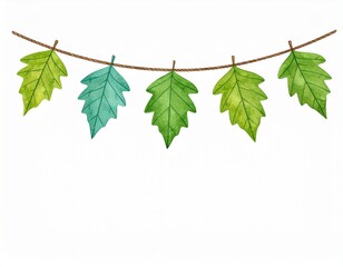 Illustration of an isolated garland of leaves with texture 1