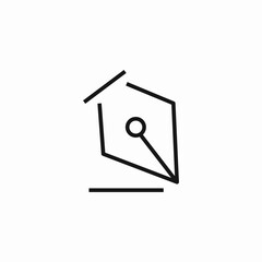 house pen nib icon sign vector