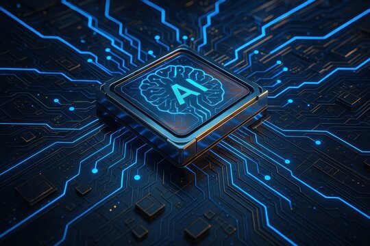 Advanced artificial intelligence processor visualization with neural network pathways and quantum computing elements