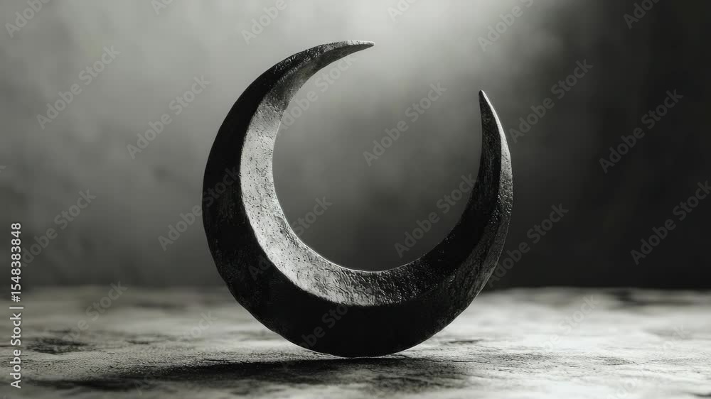 Aufkleber an abstract representation of a waxing or waning crescent moon with shadow and texture effects again