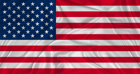 Obraz premium Flag of USA with cloth texture. Close up of American flag waving