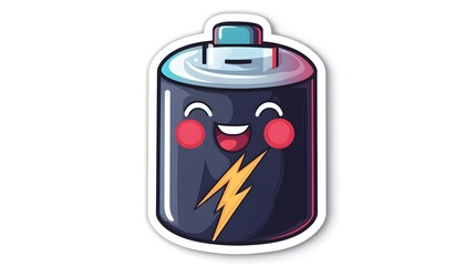 "Energetic and Cheerful Battery Mascot with Lightning Bolt Cheeks and a Bright, Friendly Smile"