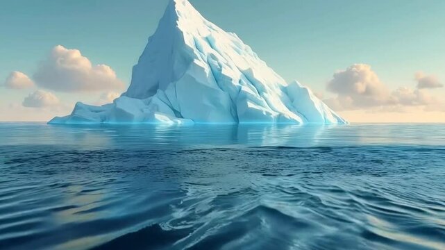 Majestic iceberg floating in calm waters under bright sky in Arctic region showcases nature's beauty and tranquility