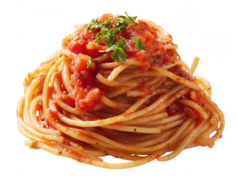Delicious Spaghetti Bolognese - A Classic Italian Pasta Dish with Rich Tomato Sauce and Fresh Parsley Garnish