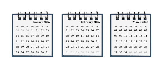 A three-month calendar set for January-March 2026 enhances efficient planning. Its clean layout helps organize daily tasks with ease.