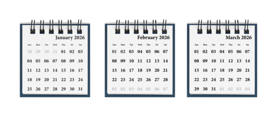 A three-month calendar set for January-March 2026 enhances efficient planning. Its clean layout helps organize daily tasks with ease.