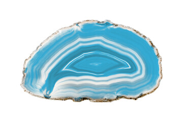 A painted Blue agate slice with white veins on a white background suits decor and craft projects....