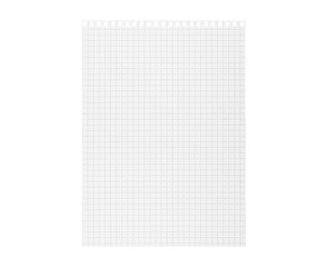 Checkered paper notebook with spiral binding against a white isolated backdrop, great for learning...