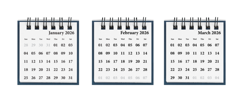 A three-month calendar set for January-March 2026 enhances efficient planning. Its clean layout helps organize daily tasks with ease.
