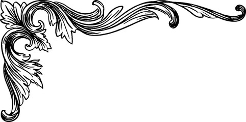 Fototapeta premium Intricate tribal swirl corner design in black and white for decoration and crafting