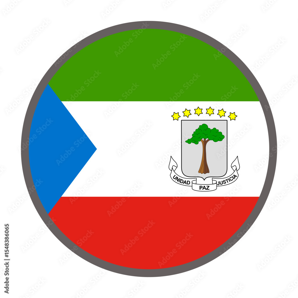 Poster round flag of equatorial guinea country on white background vector vector round flag