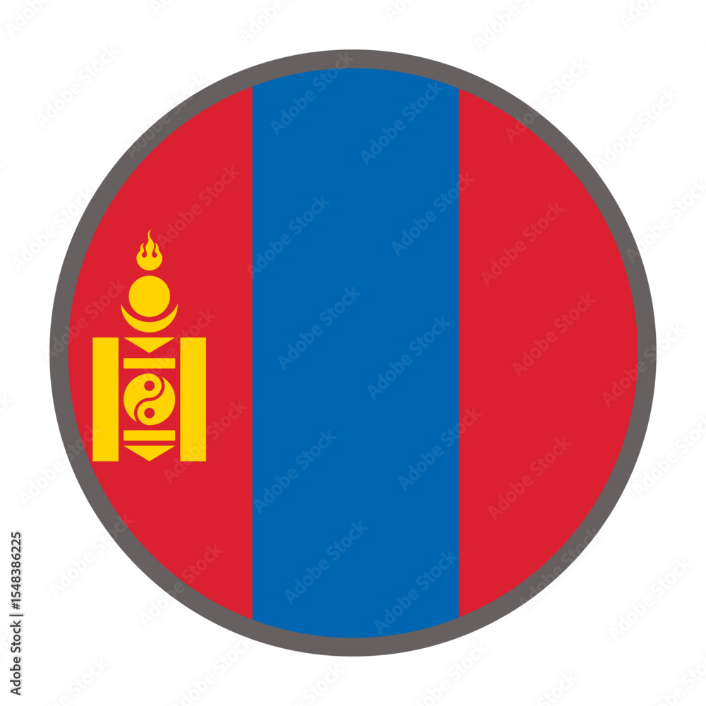 Poster round flag of mongolia country on white background vector vector round flag