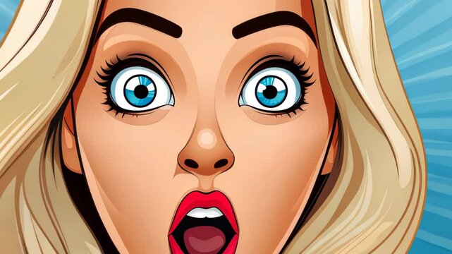 Astonishment: A close-up portrayal of a woman with widened eyes and an open mouth, expressing pure surprise and disbelief. It captures the essence of shock. 