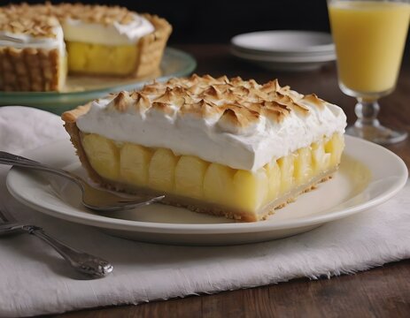 slice of pineapple cream pie on a plate